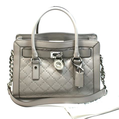 NWT Michael Kors Hamilton Pearl Gray EW Satchel Shoulder 